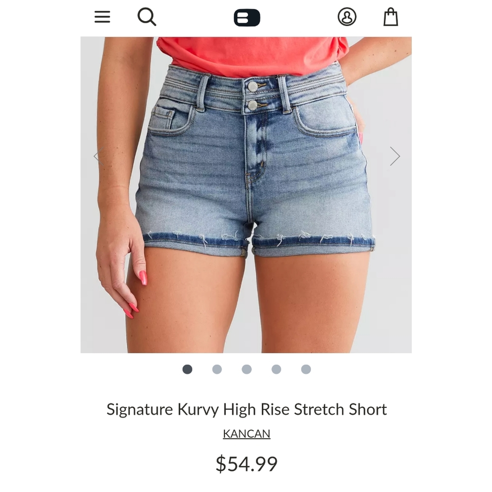 SOLD - KANCAN Signature For Buckle Kurvy High Waist Shorts sz 32 - Picture 2 of 8